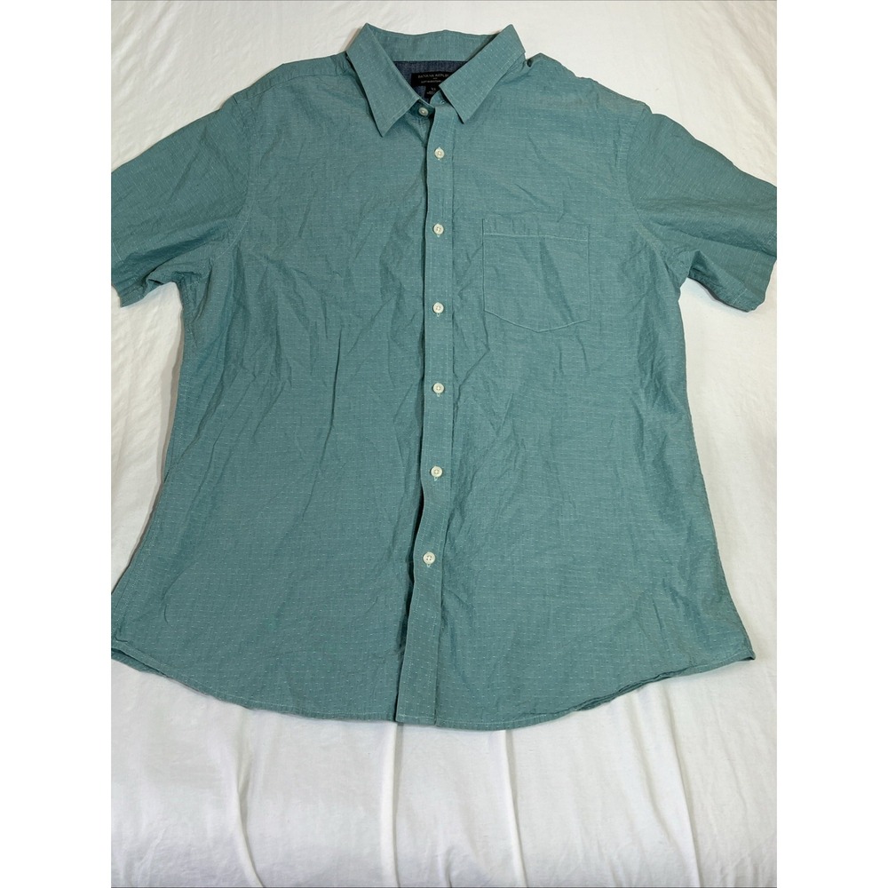 Banana Republic 100% Cotton Shirt Mens XL Blue Green Button Up Standard Fit
